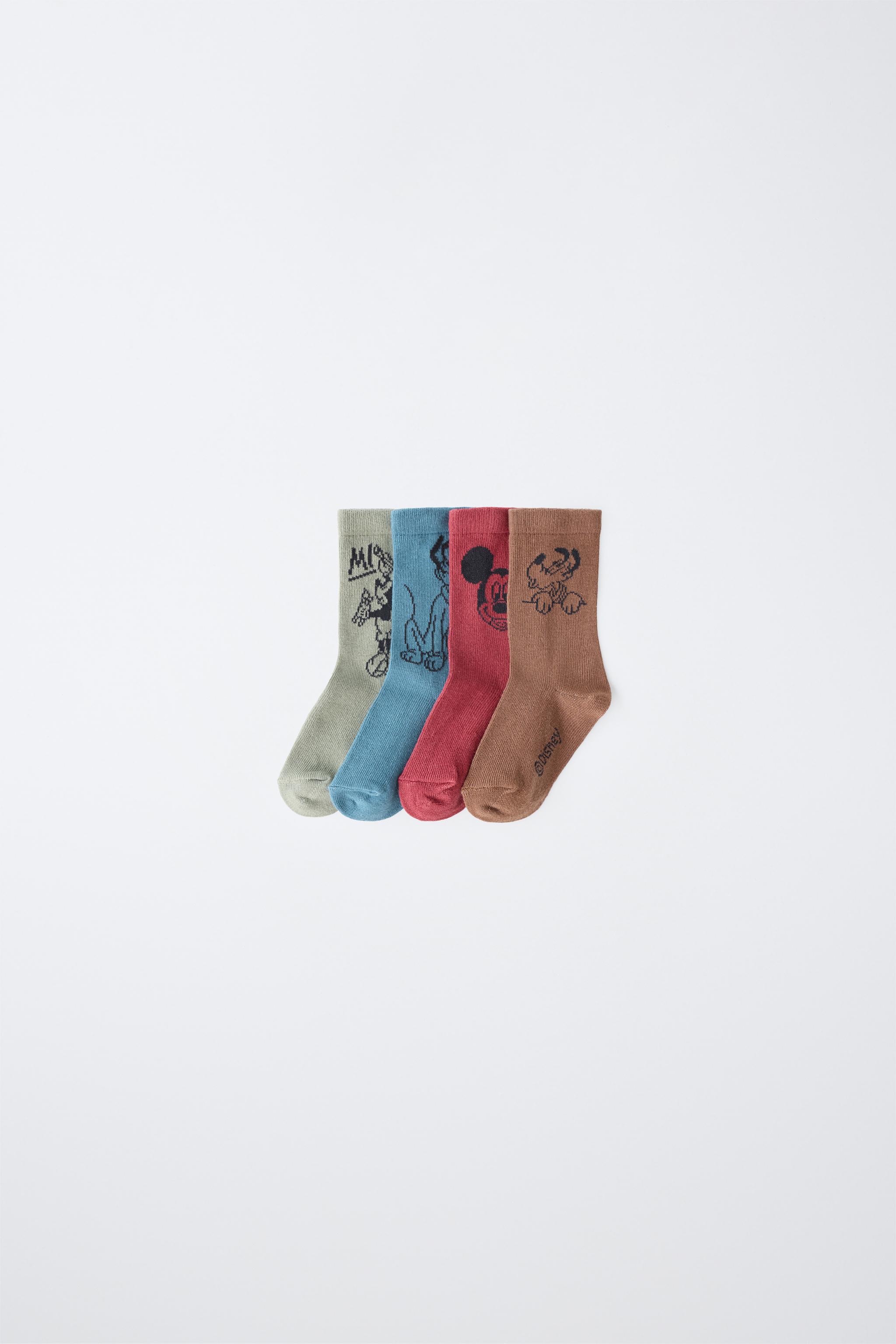 MICKEY MOUSE AND FRIENDS © DISNEY MID-LENGTH SOCKS FOUR-PACK — Multicolored