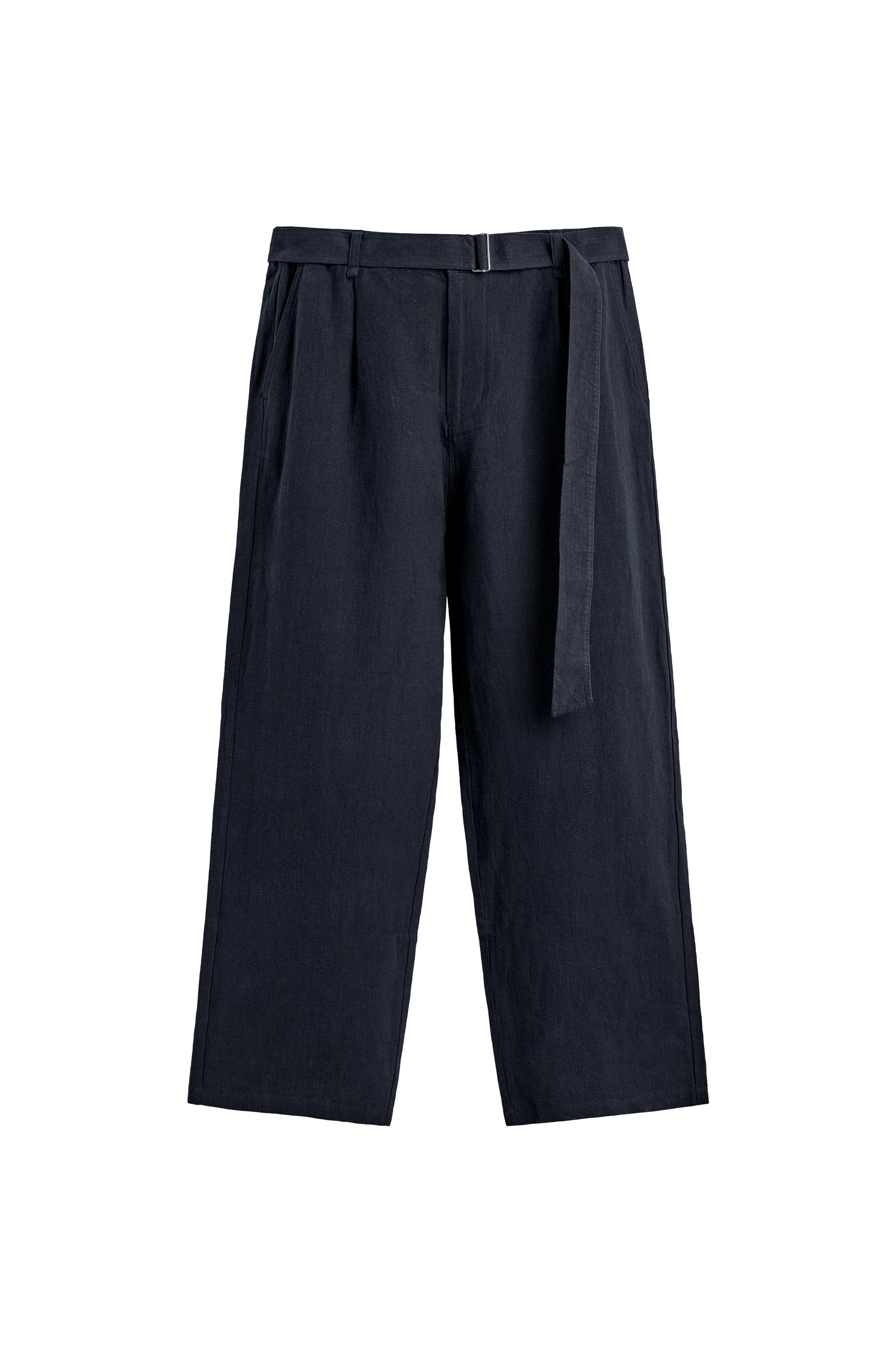 KEMERLİ %100 KETEN RELAXED FIT PANTOLON