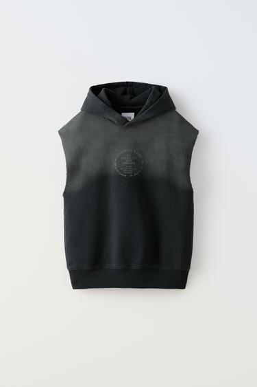 Zara SLEEVELESS HOODED SWEATSHIRT - Dark anthracite - Image 0