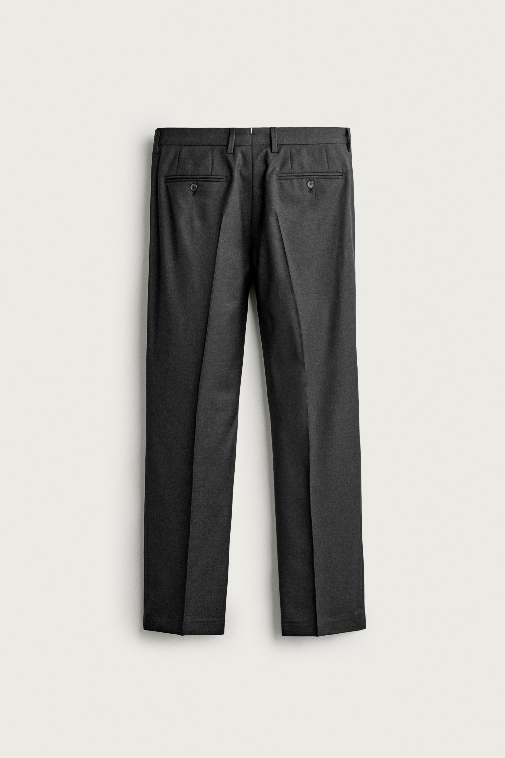 100% WOOL SUIT TROUSERS — Anthracite Gray