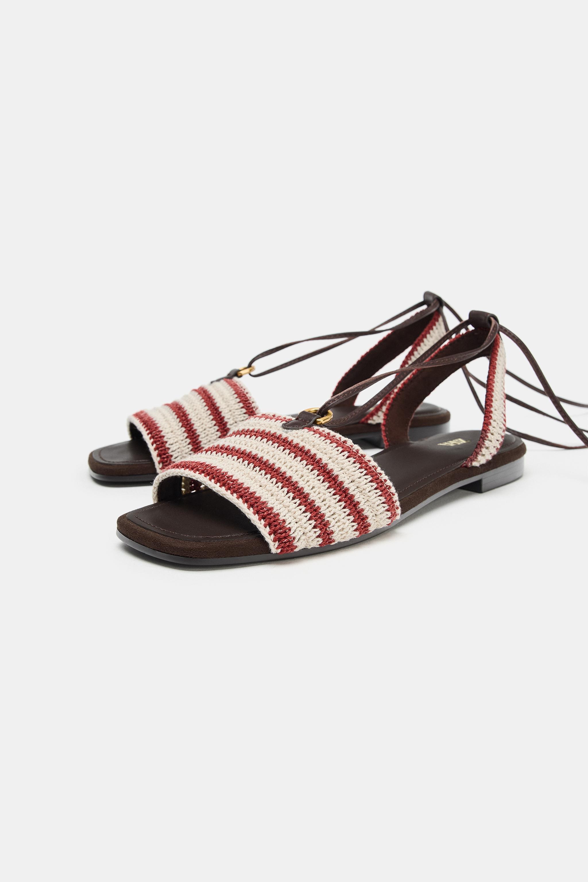 SANDALES EN TISSU RAYÉES À NOUER