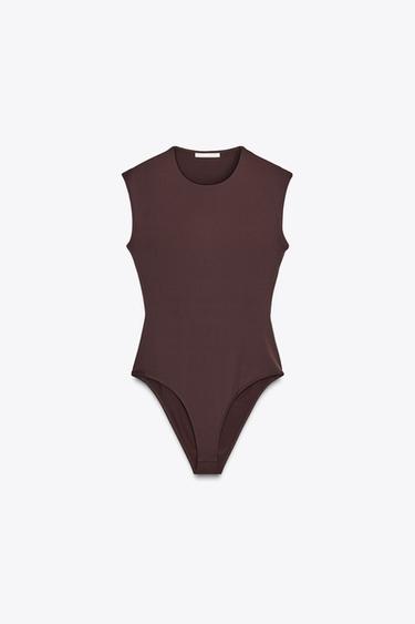 BODY POLIAMIDA ESPALDA DESCUBIERTA - Chocolate de Zara