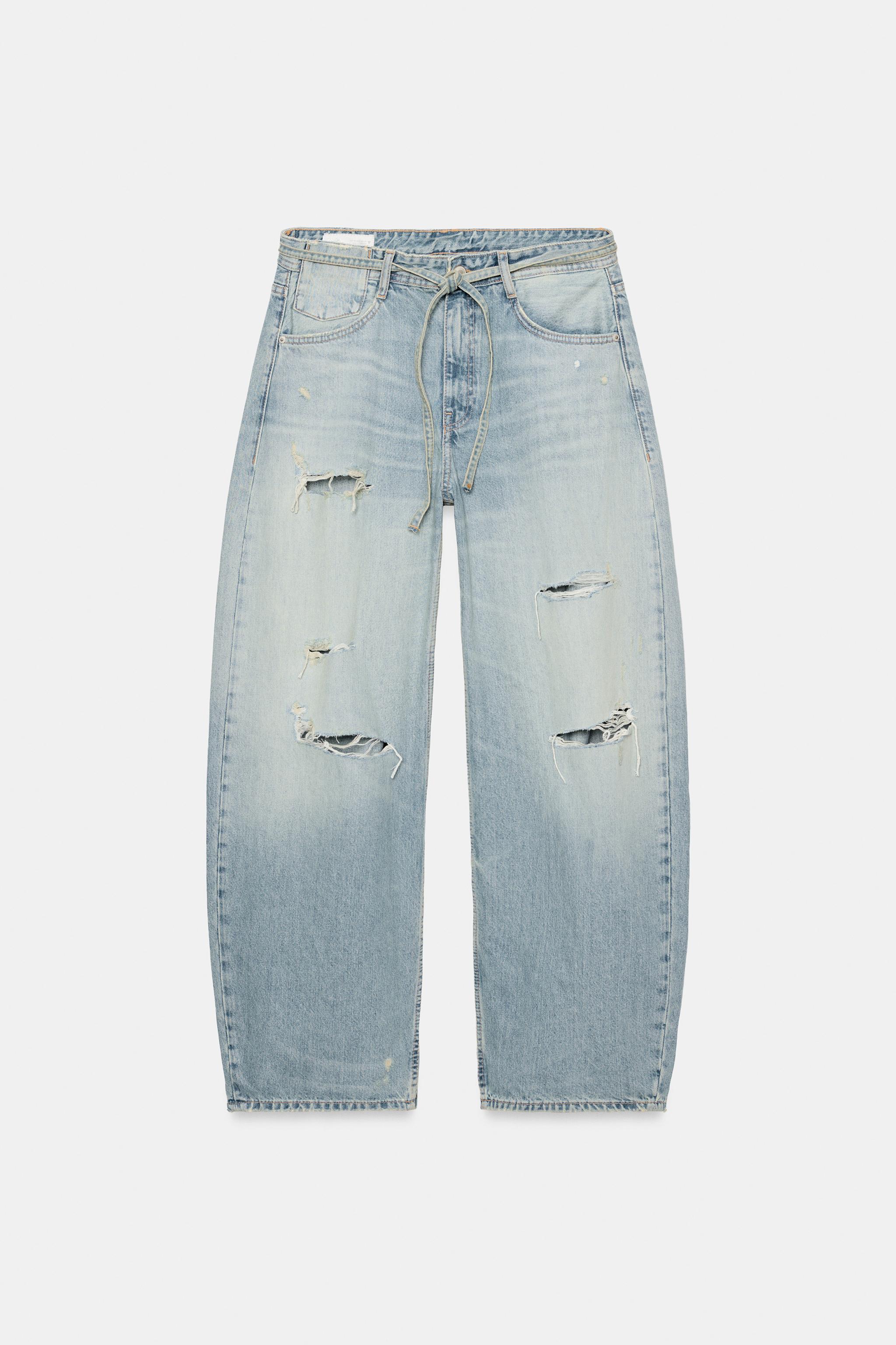 JEAN TRF BAGGY À CEINTURE ET DÉCHIRURES TAILLE MI-HAUTE
