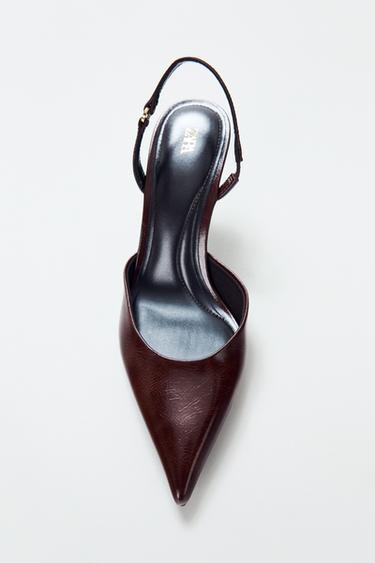 CHAUSSURES À TALONS OUVERTES À L'ARRIÈRE ET BOUT POINTU - Marron de Zara