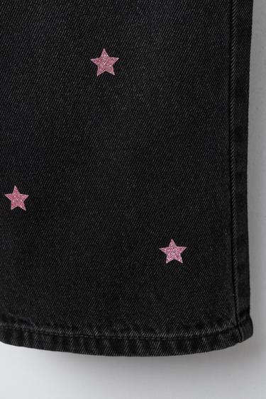 JUPE-CULOTTE EN JEAN ÉTOILES BRILLANTES - Noir de Zara - Image 3