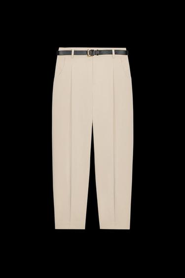 DARTED TROUSERS WITH BELT - Light camel by Zara - Image 0