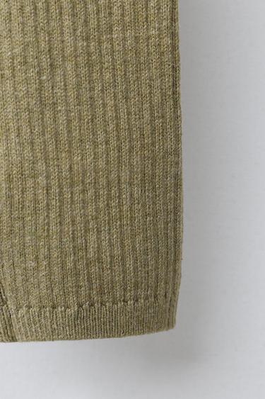 RIBBED LEGGINGS WITH BUTTONS - Greenish by Zara - Image 3