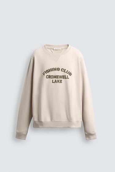 EMBROIDERED SLOGAN SWEATSHIRT - Ecru by Zara