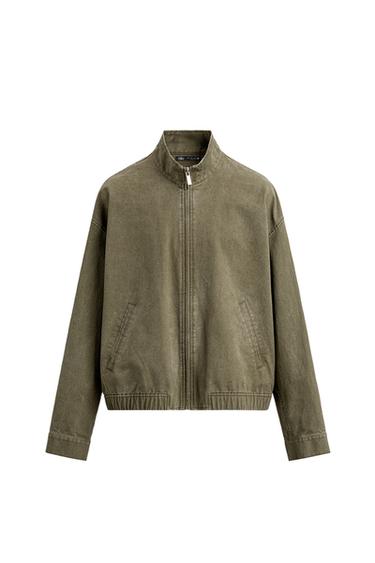 ウォッシュ加工リラックスフィットジャケットカーキZaraのウォッシュ加工リラックスフィットジャケット - カーキ 