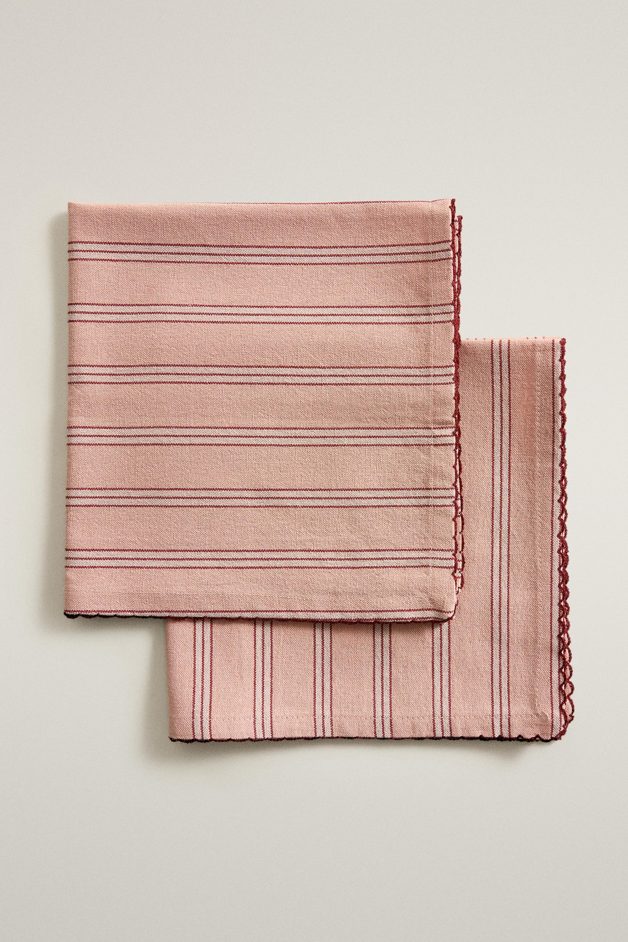STRIPED COTTON NAPKINS WITH SCALLOPED EDGE (PACK OF 2)