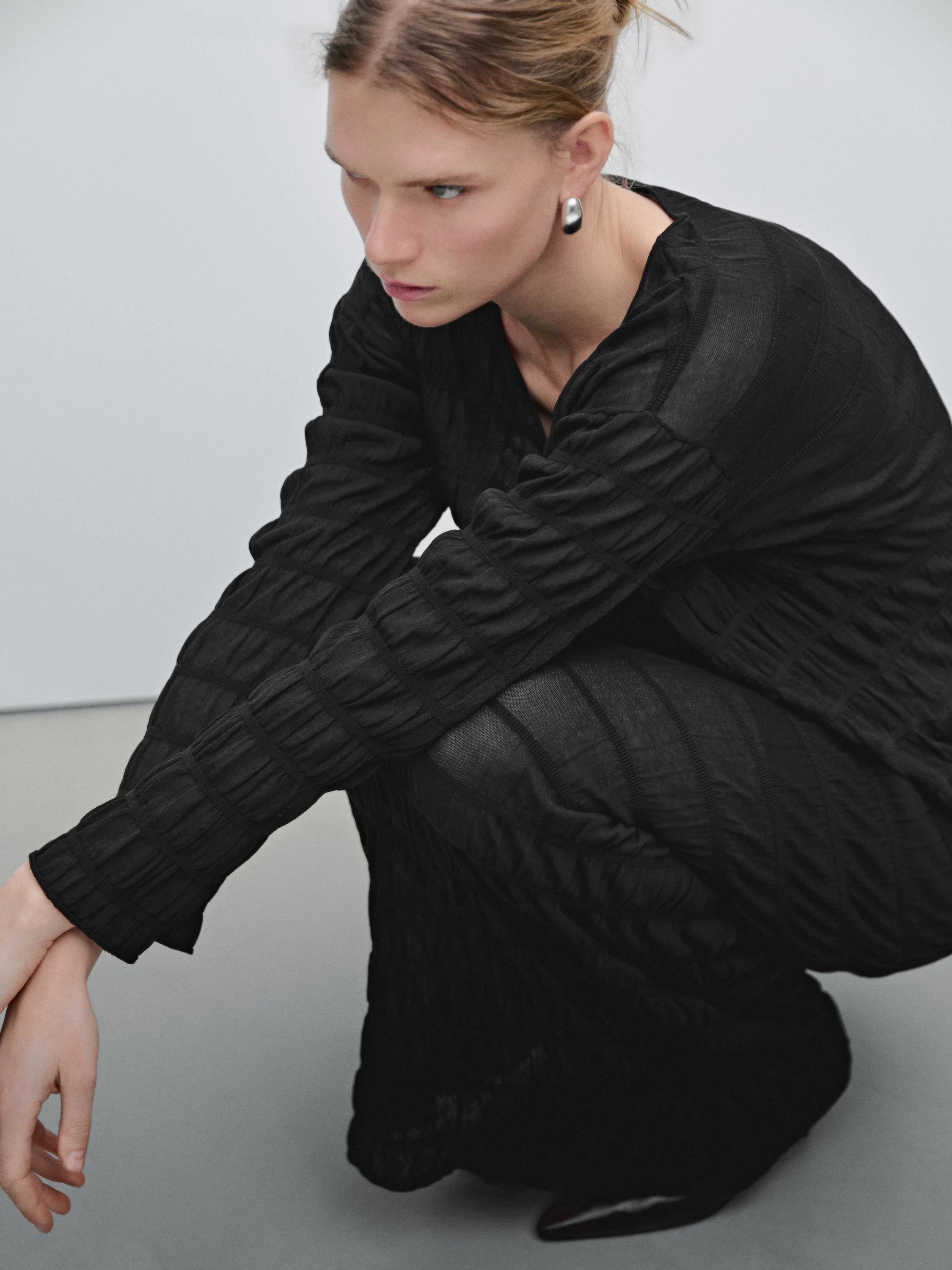 Long skirt with gathered detail - Black | ZARA United States