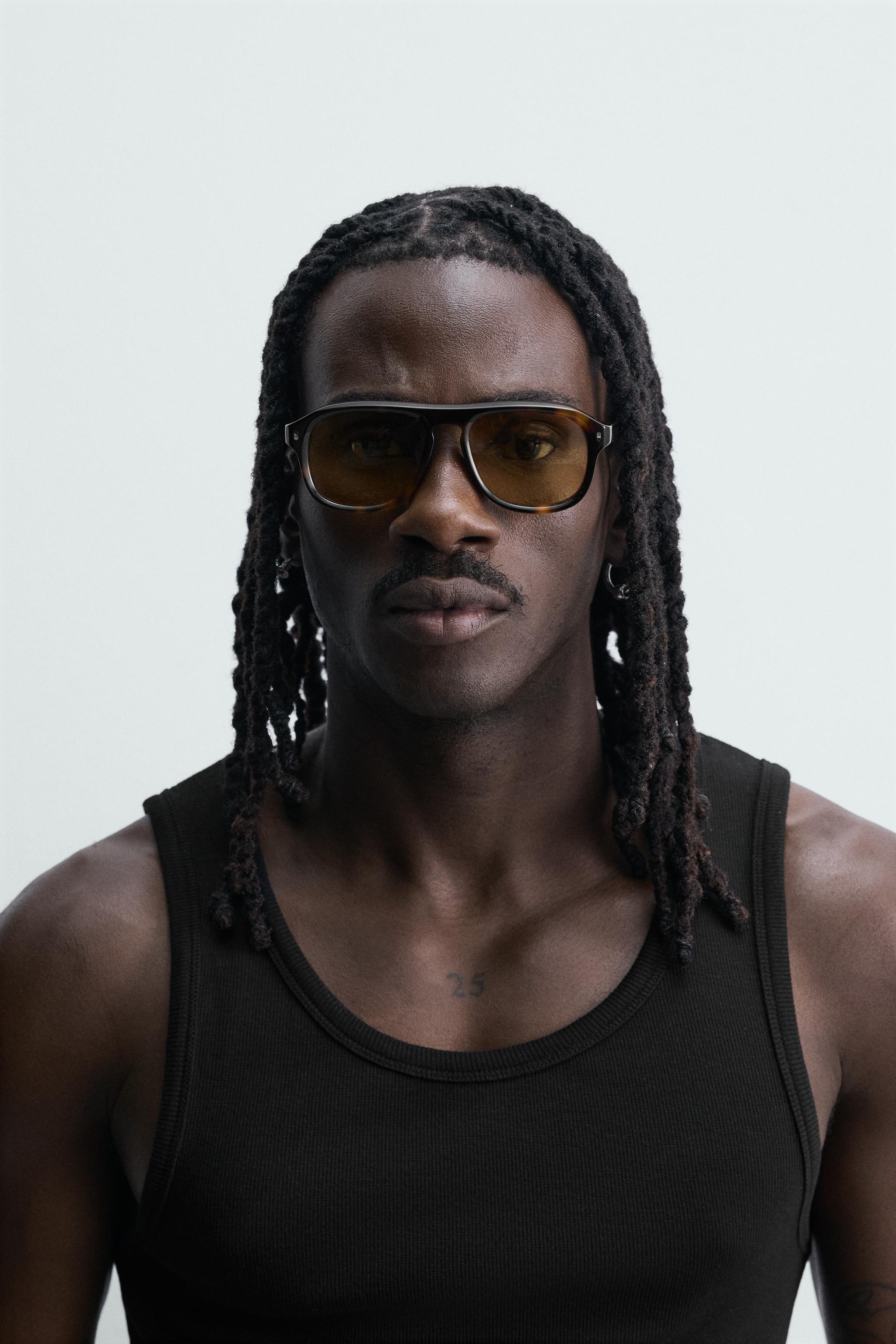 RECTANGULAR SUNGLASSES — Tortoise shell