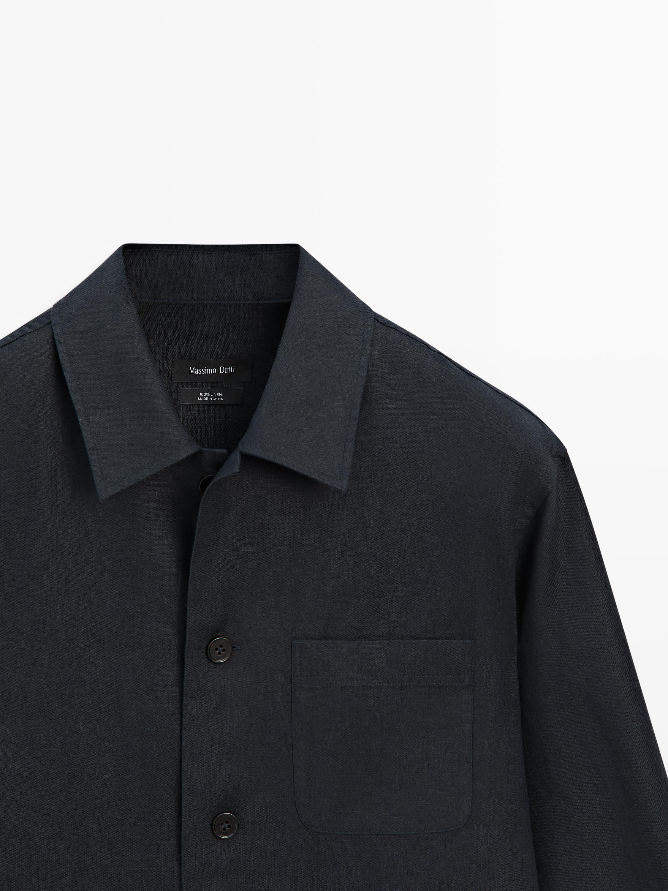 Total look linen overshirt with pocket details