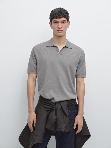 Zara Short sleeve cotton and linen blend knit polo shirt - 210