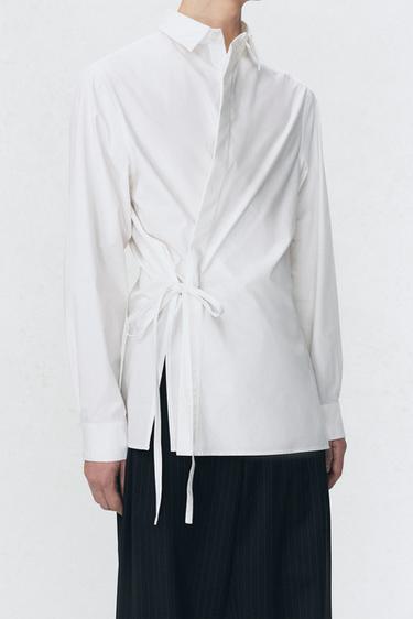 POPLIN SHIRT WITH BOW SOSHIOTSUKI X ZARA - White by Zara - Image 4