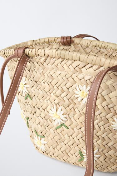 PANIER EFFET RAPHIA MARGUERITES - Blanc écru de Zara - Image 2