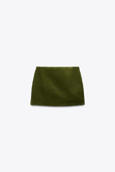 CORDUROY MINI SKIRT - Mid-green by Zara - Image 1