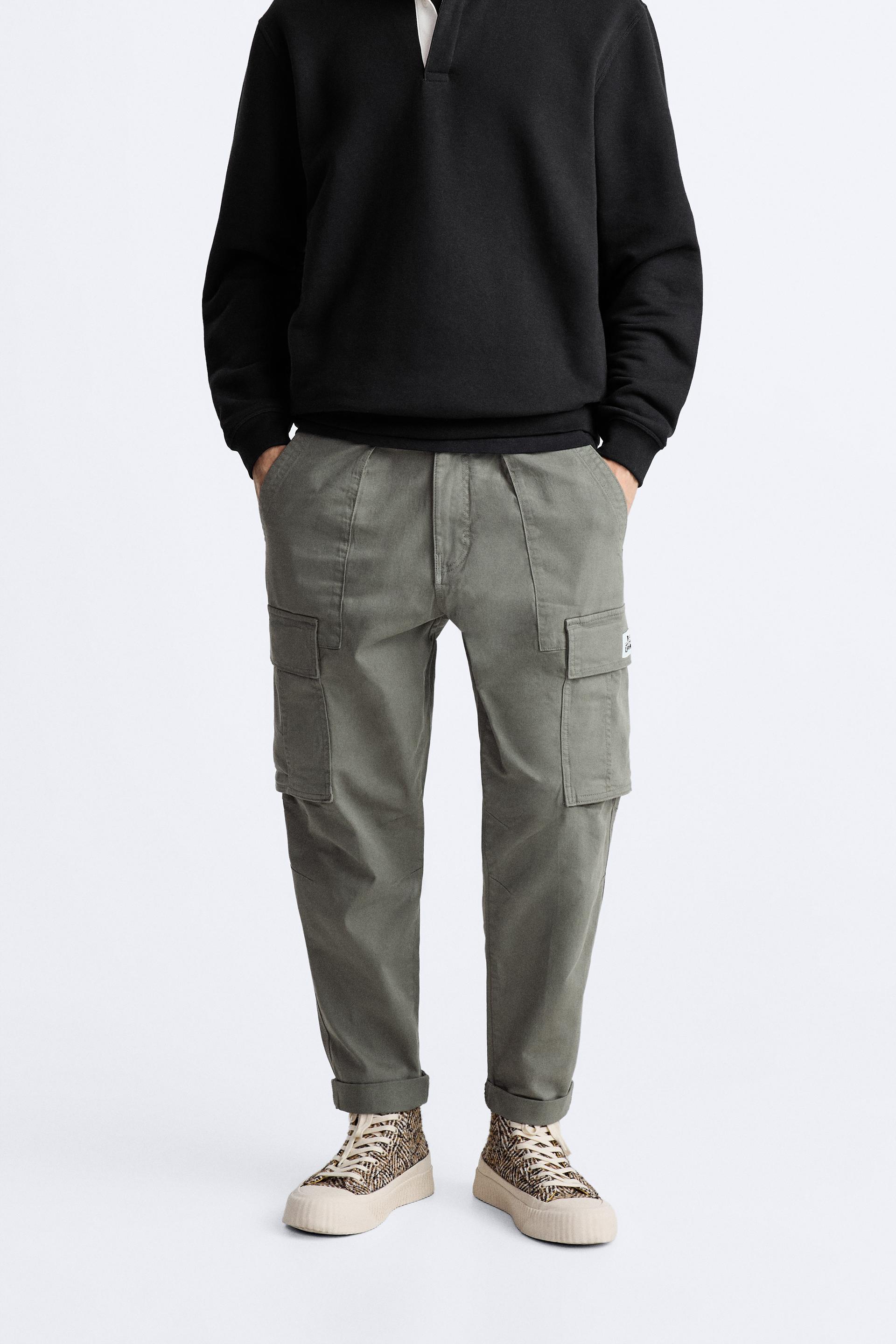 soft flowy zara cargo/khaki type pants, zipper and - Depop