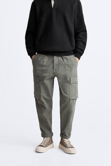 ZARA NEW MAN CARGO TROUSERS WITH UTILITY POCKETS PANT LIGHT TAN 5575/375