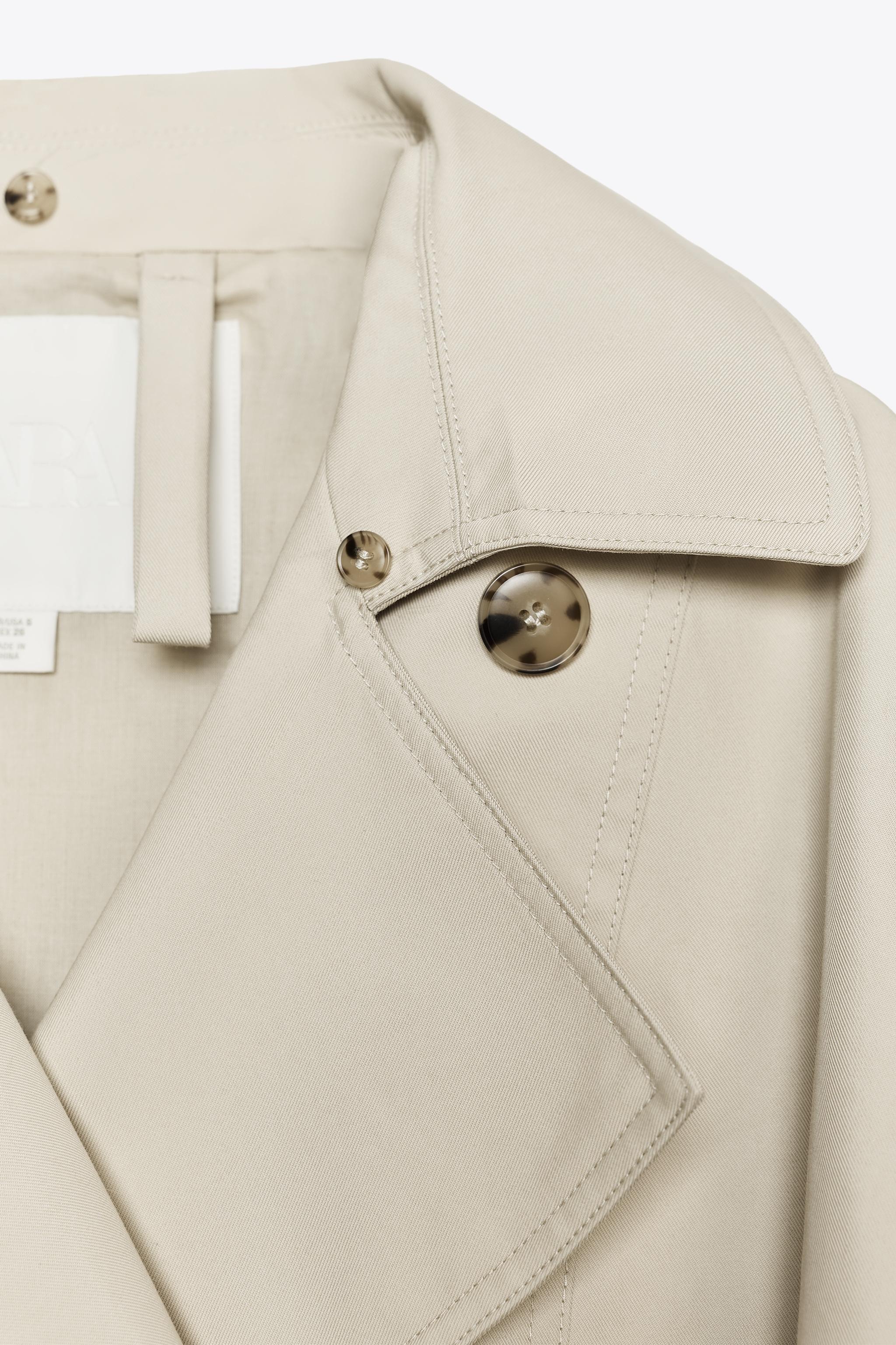 ZW COLLECTION WATER REPELLENT SHORT TRENCH COAT - Ecru
