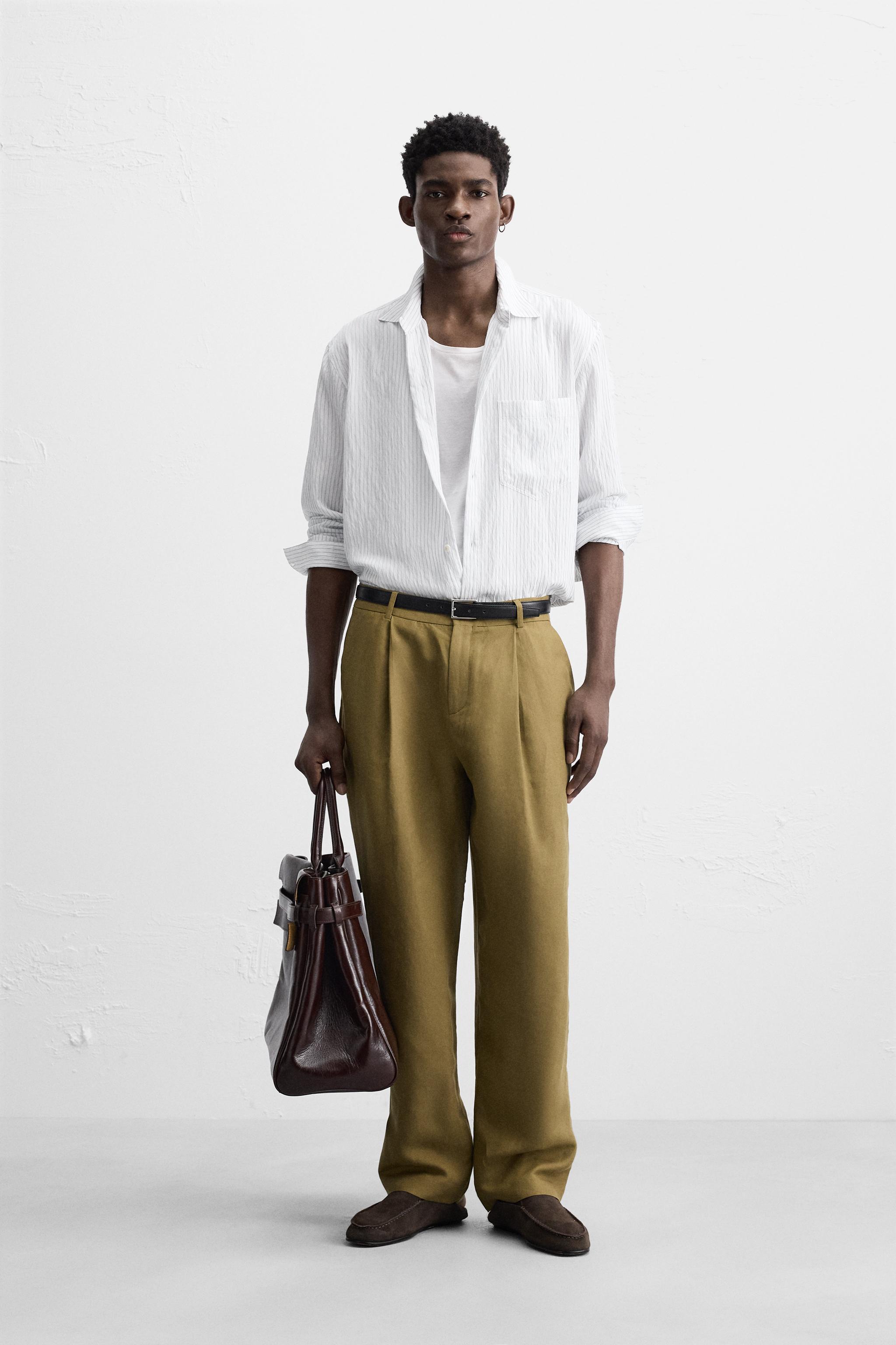STRIPED VISCOSE BLEND SHIRT - White | ZARA United States
