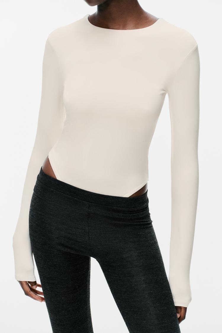 LONG SLEEVE BODYSUIT — Ecru