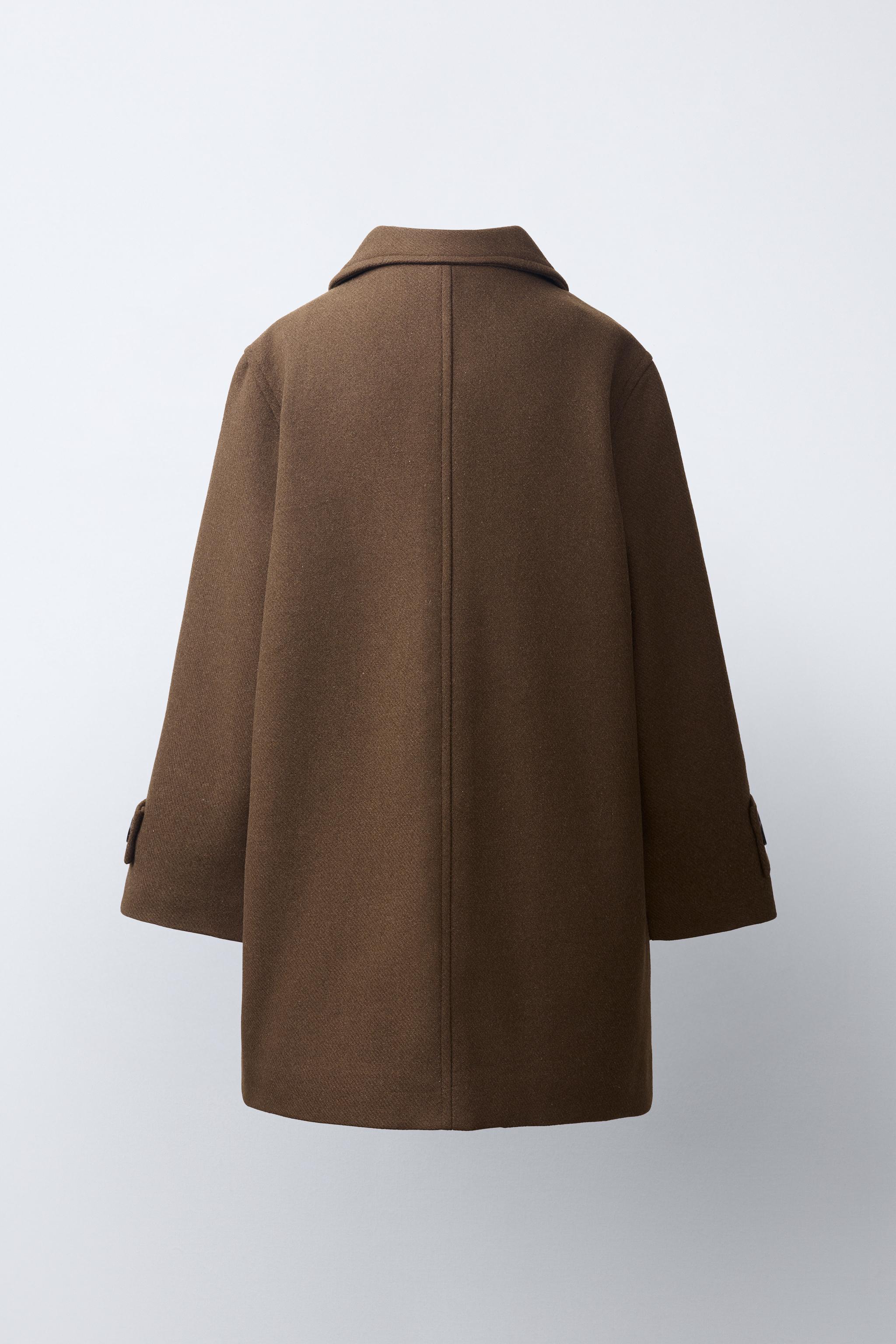 LONG WOOL-BLEND BUTTON-FRONT COAT