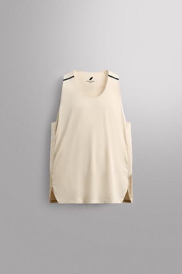 Zara COLOR BLOCK TECHNICAL TANK TOP - Oyster-white