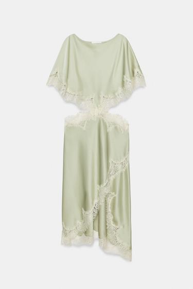 Zara ZW COLLECTION CUT OUT LACE DRESS - Sea green