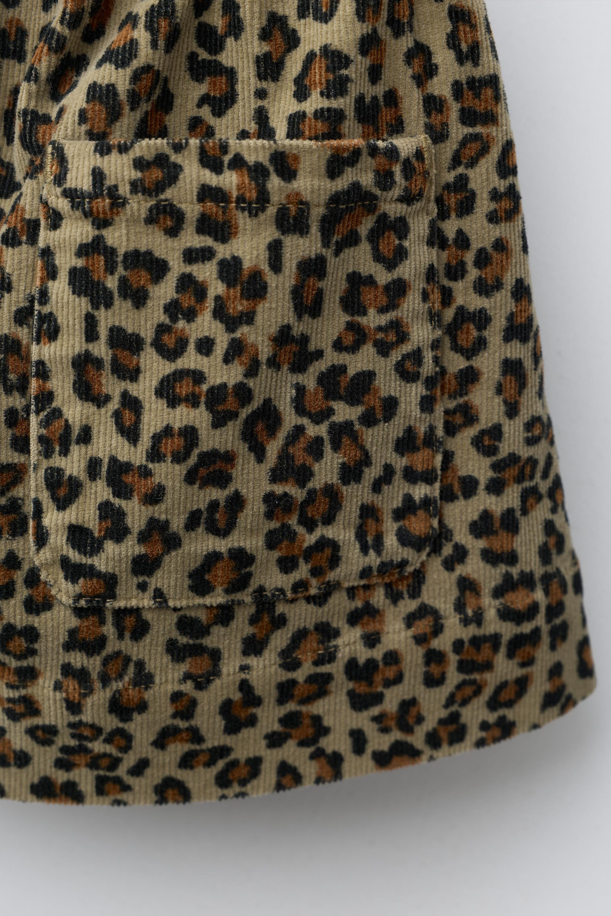 FINE-WALED CORDUROY ANIMAL PRINT SKIRT
