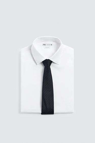 CRAVATE 100% SOIE À RAYURES - Bleu marine de Zara - Image 2