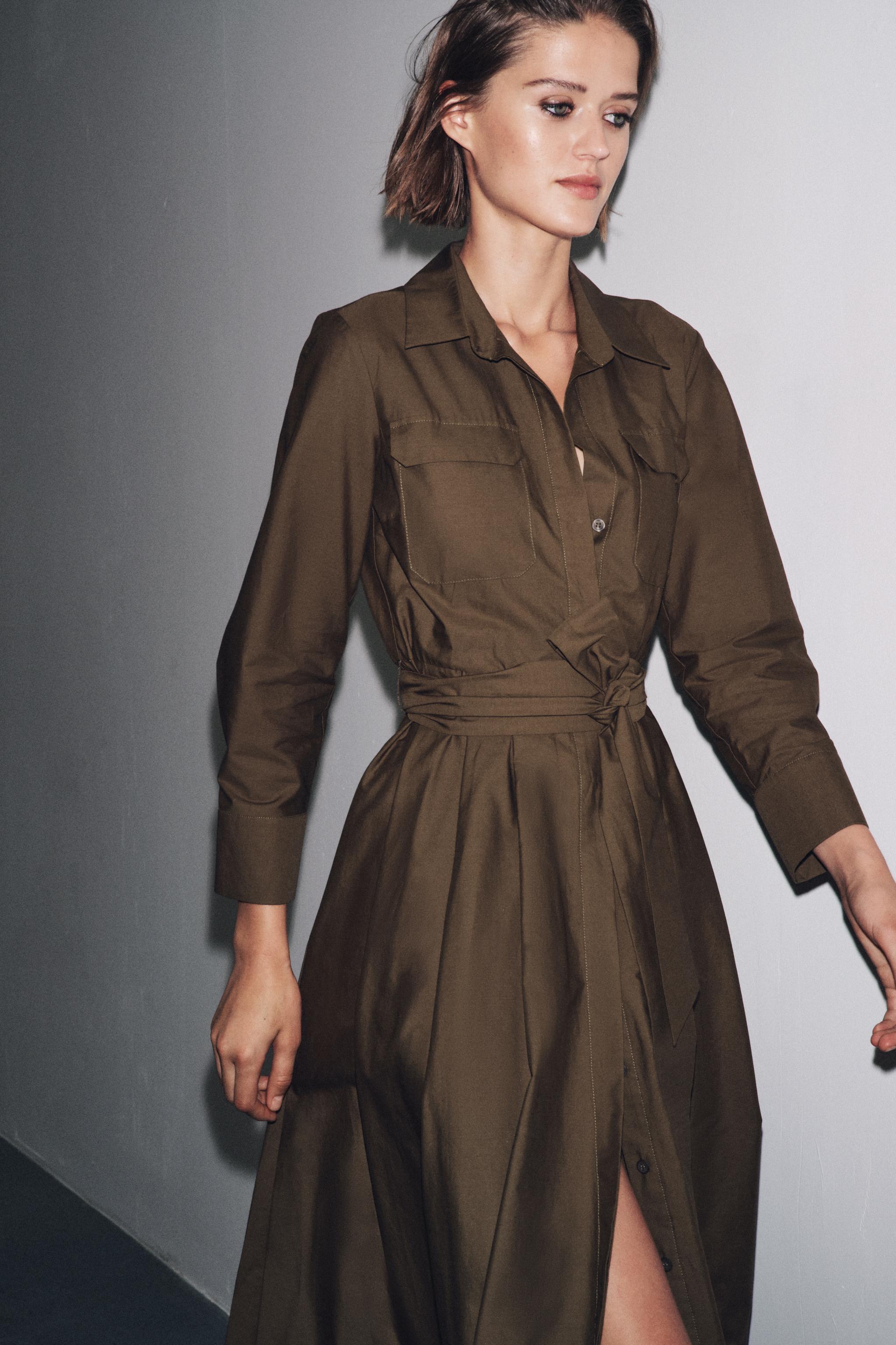 新品ZARA 定価13,590円 ベルト付刺繍 シャツワンピース XS 1点限り 新品ZARA 定価13,590円 ベルト エンブロイダリー シャツ