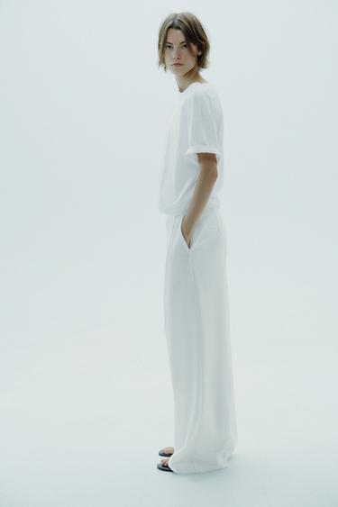 PANTALÓN PINZAS - Blanco de Zara