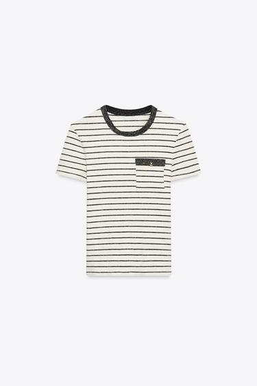 METALLIC THREAD CHUNKY KNIT T-SHIRT - Golden by Zara - Image 4