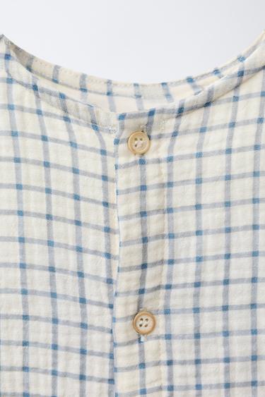 CHECK TEXTURED SHIRT - Ecru / Blue by Zara - Image 2