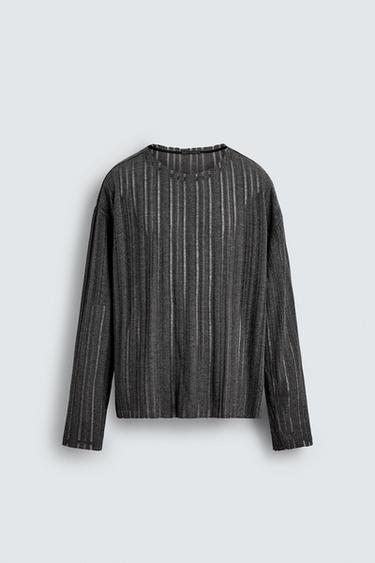 OPENWORK KNIT T-SHIRT - Grey by Zara - Image 5