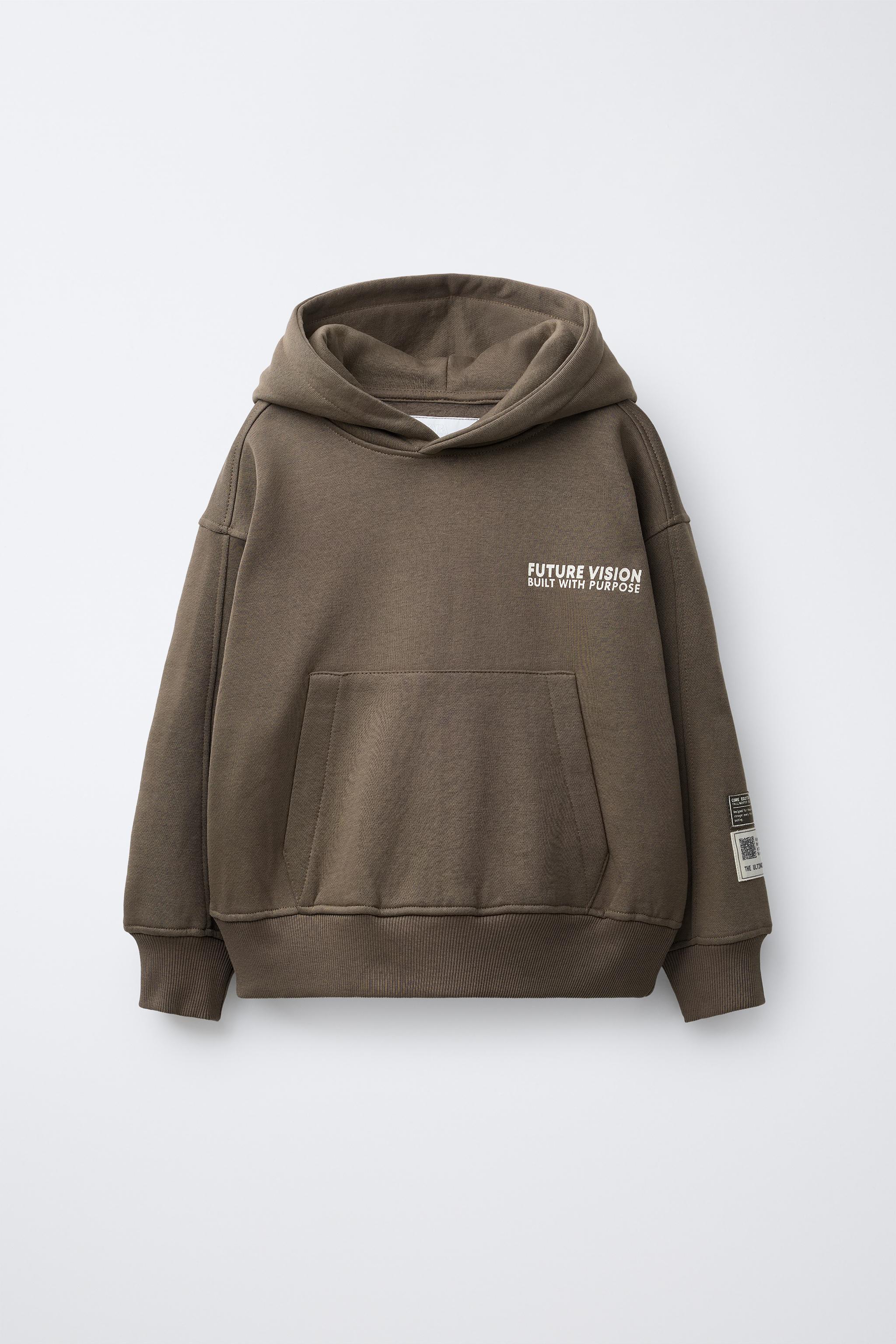 Hoodie Felpa Marrone Zara COMPLETO FELPA CON CAPPUCCIO E PANTALONI