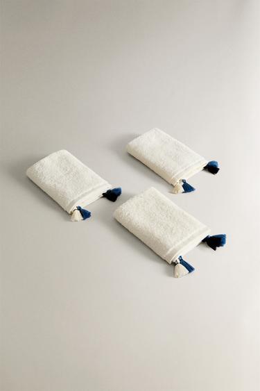 PACK OF HAND TOWELS WITH TASSELS (PACK OF 3) - Blues by Zara - Image 2