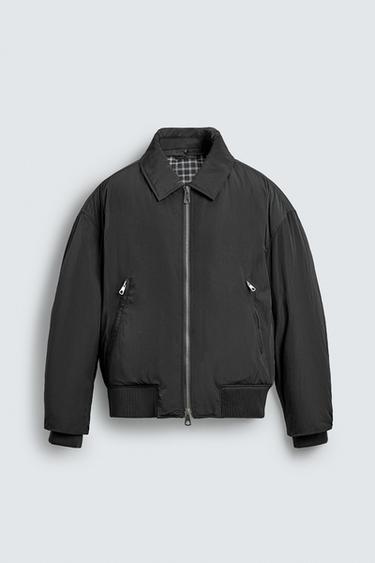 CONTRAST QUILTED BOMBER JACKET - Grey by Zara