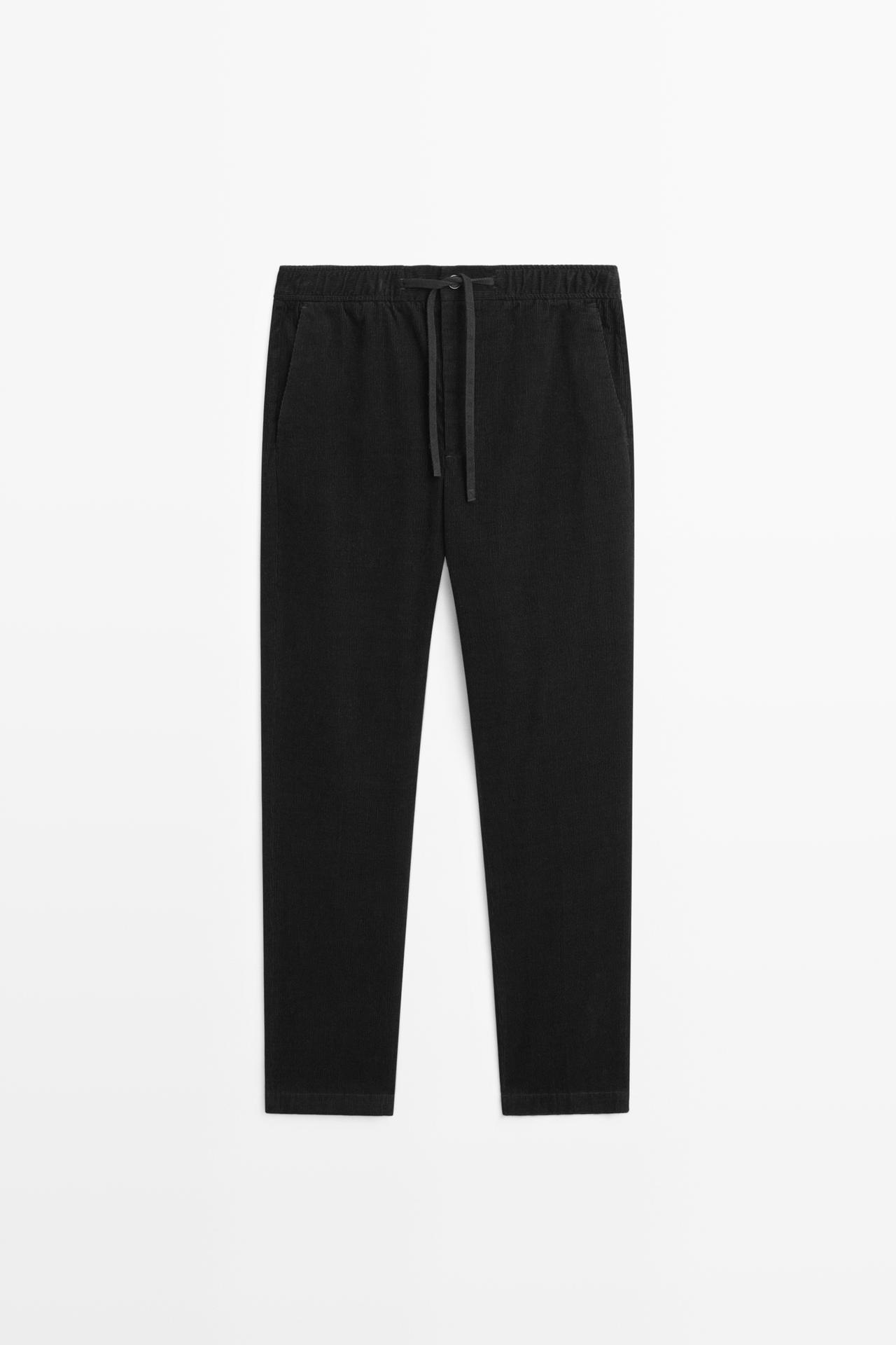 Corduroy jogger fit pants — Black