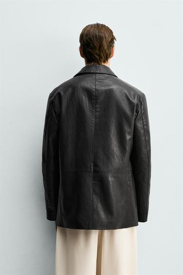 RELAXED FIT FAUX LEATHER OVERSHIRT - Black by Zara - Image 2