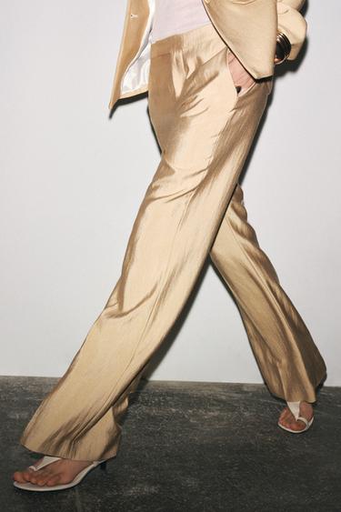 PANTALÓN RECTO ZW COLLECTION - Dorado de Zara
