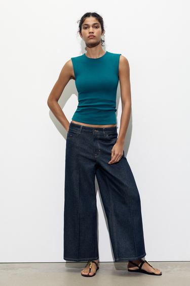 Zara TANK TOP - Duck blue