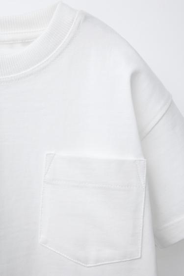 T-SHIRT UNI À POCHE - Blanc de Zara - Image 4