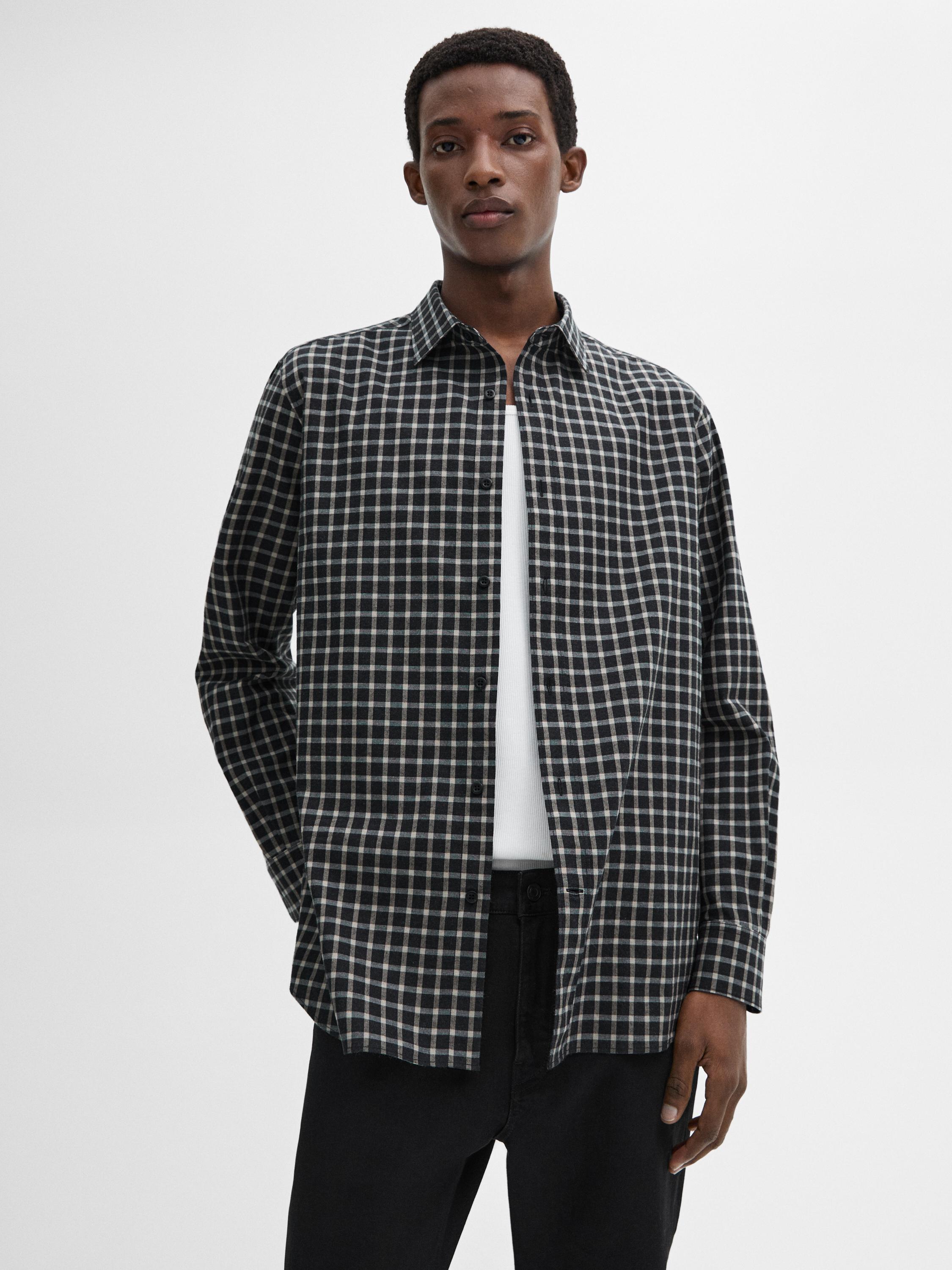 Checked shirt regular fit 100 % cotton - Blue | ZARA United