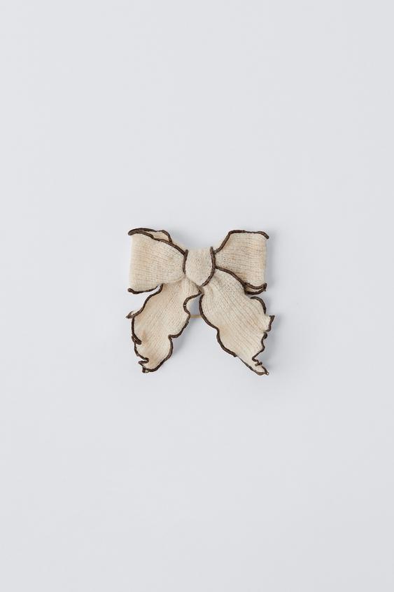 CLAW CLIP HAIR TIE WITH CONTRAST BOW - Ecru | ZARA Thailand