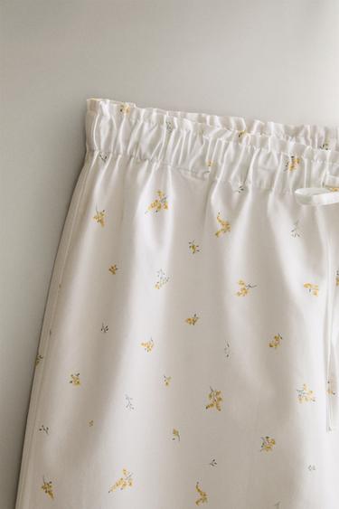 PANTALON FLEURI - Blanc de Zara - Image 1