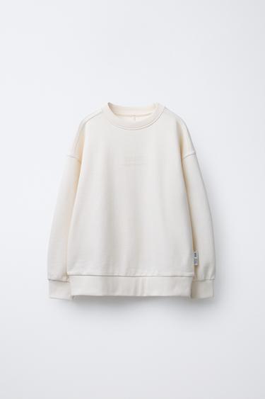 RAISED SLOGAN SWEATSHIRT - Oyster-white by Zara - Image 0