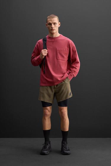 2-IN-1 TRAINING SHORTS - Dark khaki by Zara