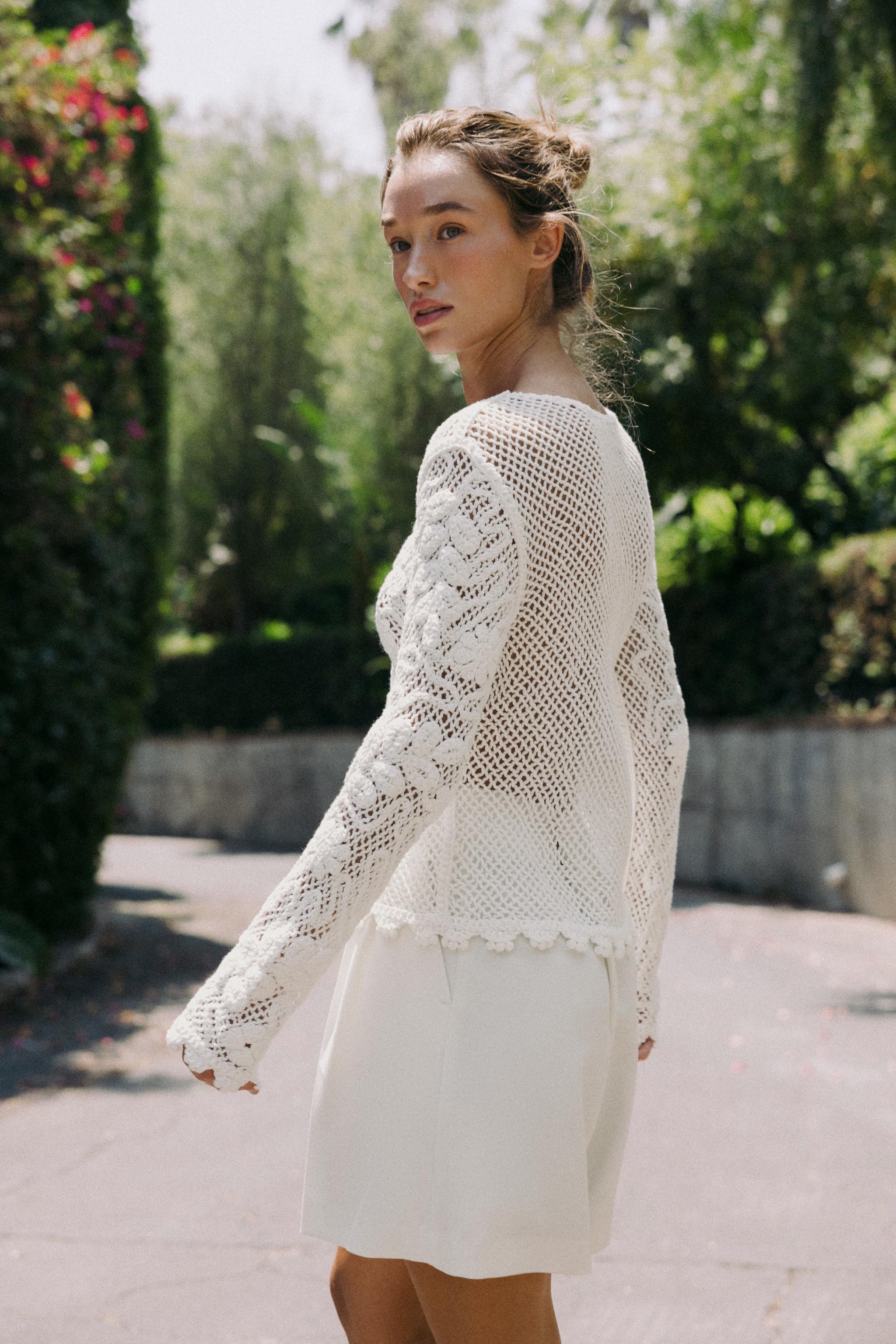 刺繍レーストップス - ホワイト | ZARA Japan / 日本